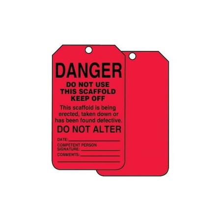 Accuform Safety Tags, DANGER DO NOT USE THIS SCAFFOLD, 5.75in x 3.25in, HS-Laminate, 5PK TSS101LTM